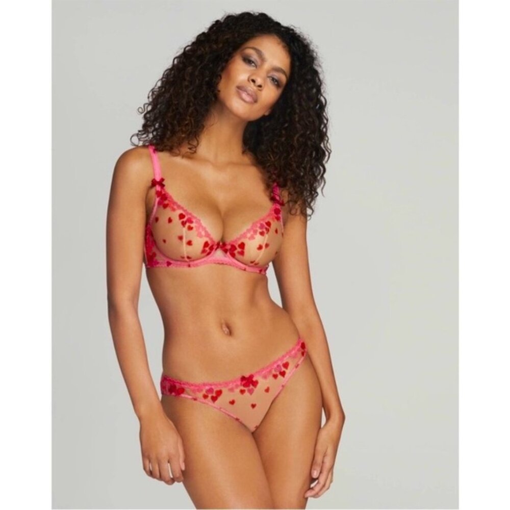 Agent Provocateur SET Cupid Red Heart BRA 36DD BRIEF Large NEW - Picture 12 of 13